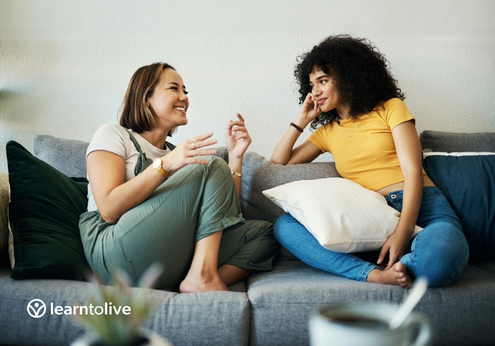 Two women talking to each other